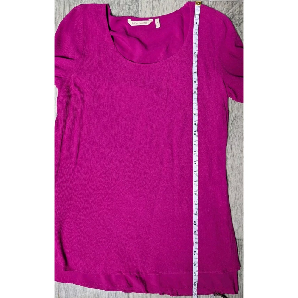 Soft Surroundings S Tunic Top Hot Pink Gabby Gauze Long Sleeve Layered Flowy #10 - Picture 7 of 8